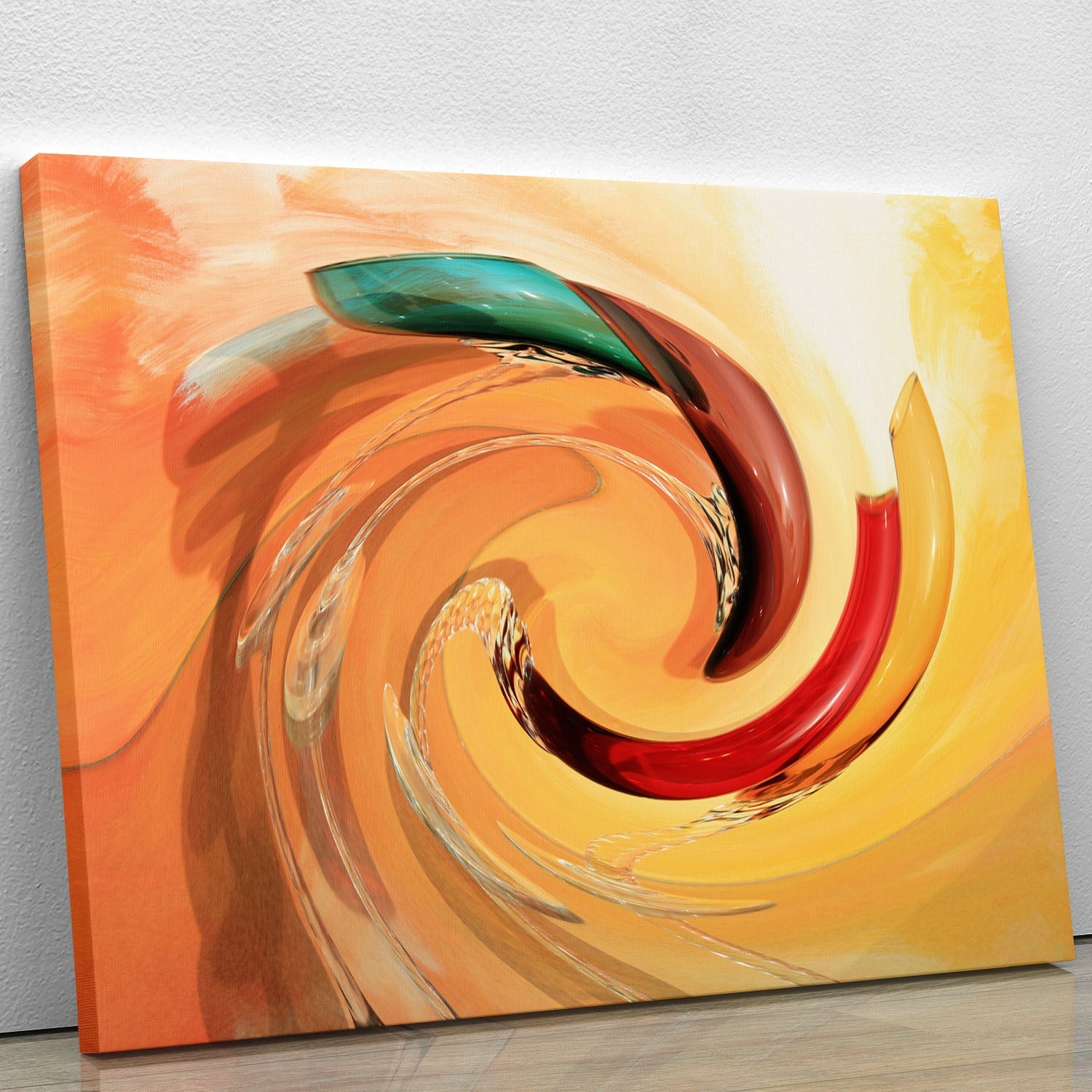 A vibrant Spiral Canvas Print showcasing abstract designs, perfect for home or office decor.