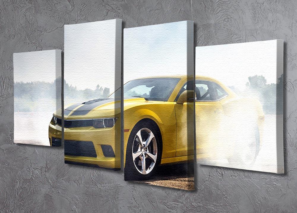 Sport Car Drifting 4 Split Panel Canvas showcasing a dynamic racing scene across four panels.