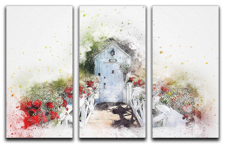 A beautiful 3-panel canvas print featuring a spring door design, enhancing interior decor.