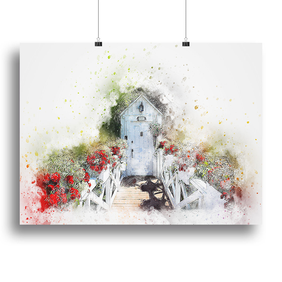 A vibrant Spring Door Canvas Print showcasing a beautiful spring scene, perfect for home decor.