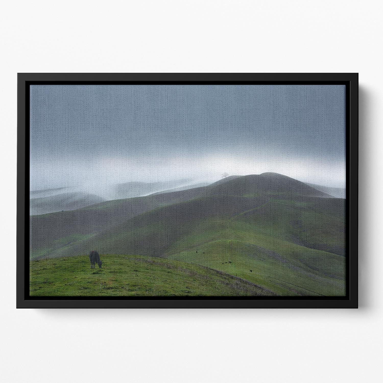 A vibrant Spring Floating Framed Canvas featuring abstract art in an elegant wooden frame, showcasing lively colors and dynamic shapes.