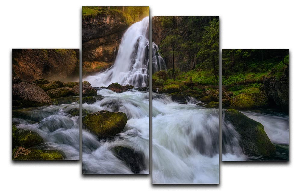 Spring Flood 4 Split Panel Canvas artwork featuring vibrant colors and dynamic design, divided into four equal sections for a modern decor.