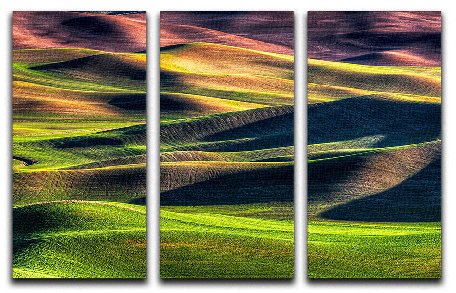 A beautiful 3-panel canvas print featuring a spring palette with vibrant colors, perfect for home decor.