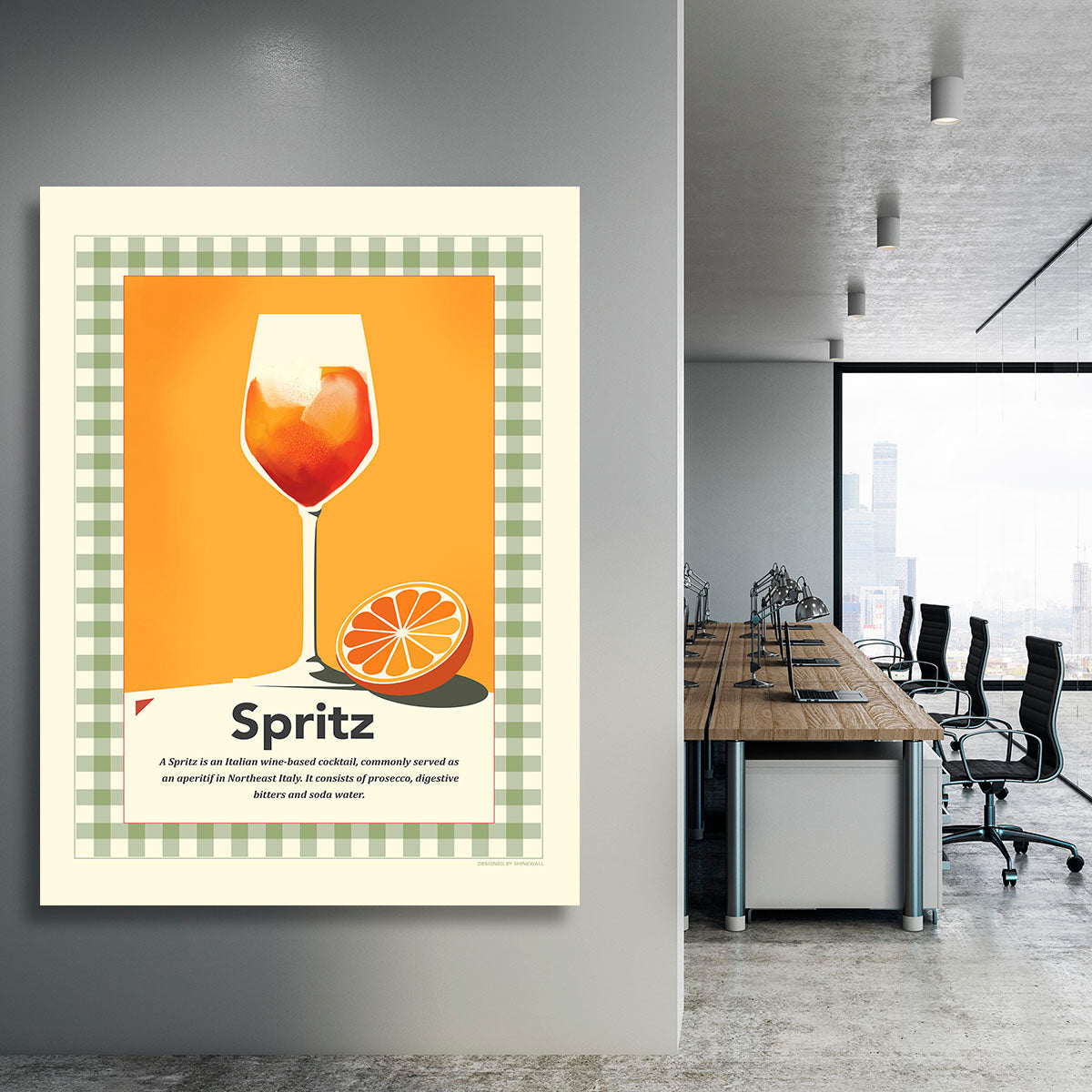 A vibrant Spritz retro print canvas print showcasing colorful abstract designs, perfect for home or office decor.