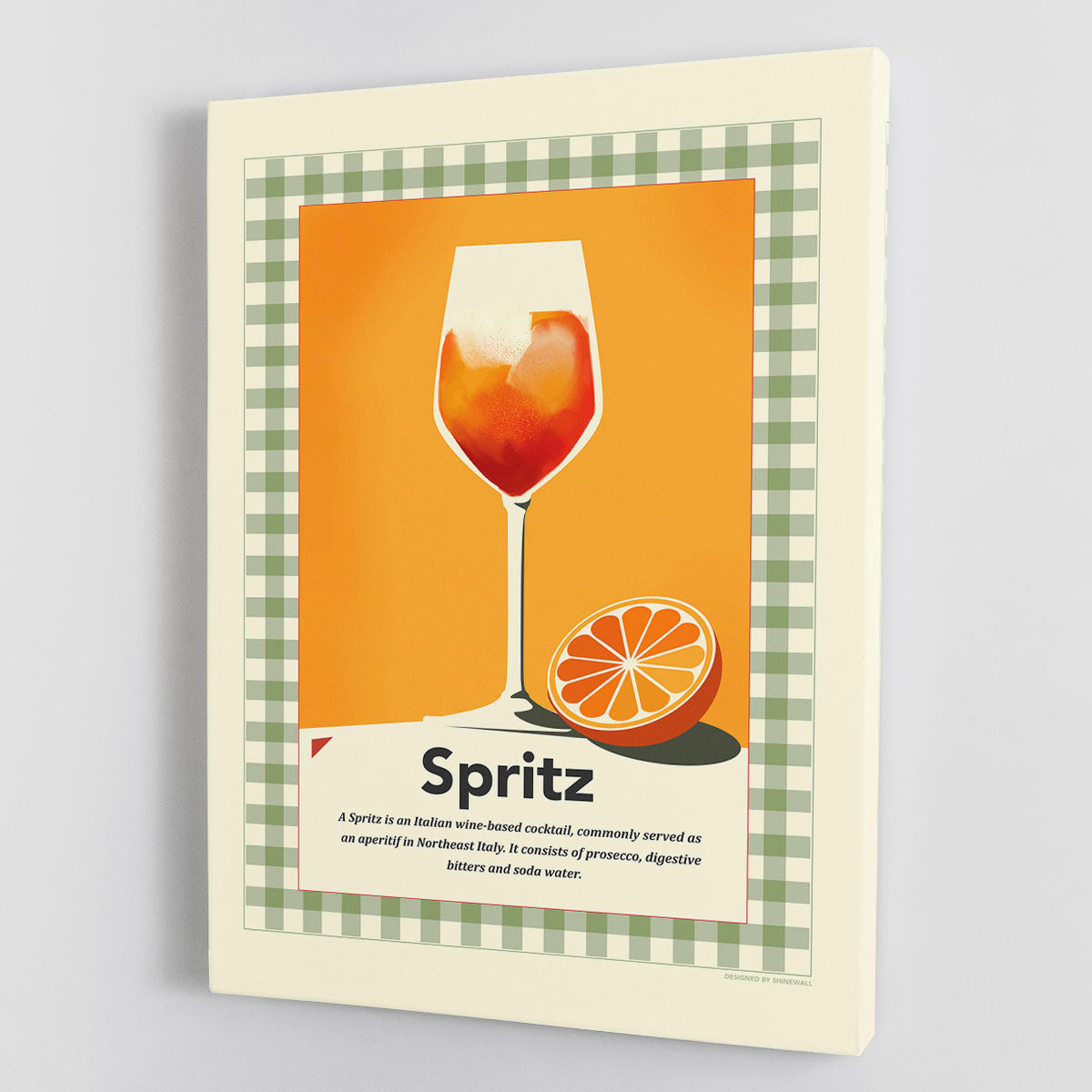 A vibrant Spritz retro print canvas print showcasing colorful abstract designs, perfect for home or office decor.