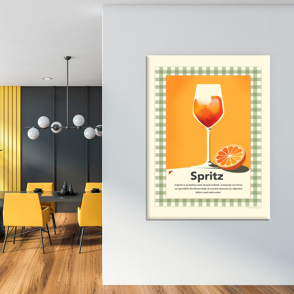 A vibrant Spritz retro print canvas print showcasing colorful abstract designs, perfect for home or office decor.