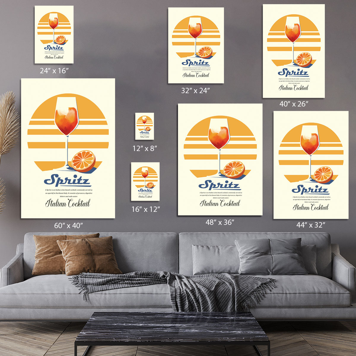 A vibrant Spritz summer print canvas print showcasing colorful summer-themed artwork, perfect for home or office decor.