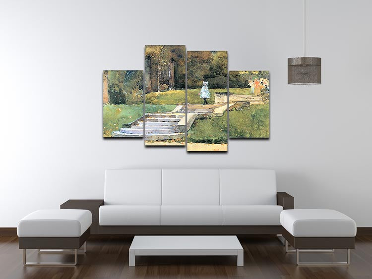 St. Cloud Mn. by Hassam 4 Split Panel Canvas artwork featuring vibrant colors and dynamic design, perfect for home or office decor.