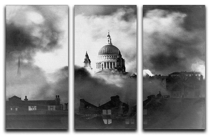 St Pauls Survives 3 Split Panel Canvas Print showcasing three panels of captivating artwork, perfect for home decor.