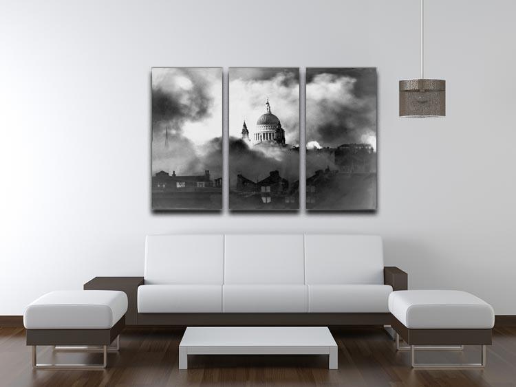 St Pauls Survives 3 Split Panel Canvas Print showcasing three panels of captivating artwork, perfect for home decor.