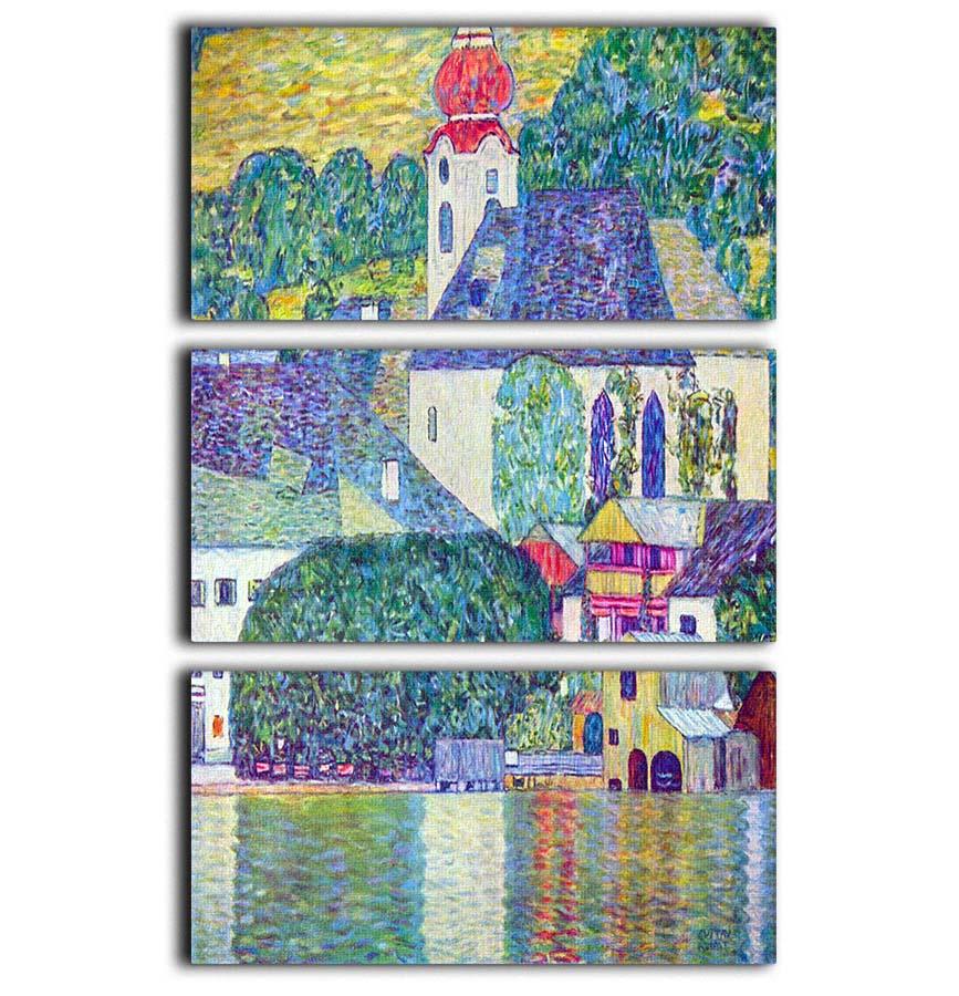 St. Wolfgang Church by Klimt 3-panel canvas print showcasing vibrant colors and intricate details, perfect for elegant home decor.