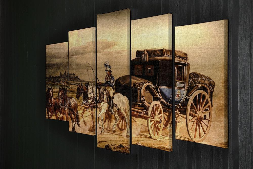 Stagecoach 5 Split Panel Canvas artwork featuring five panels that create a cohesive and dynamic image, perfect for home decor.
