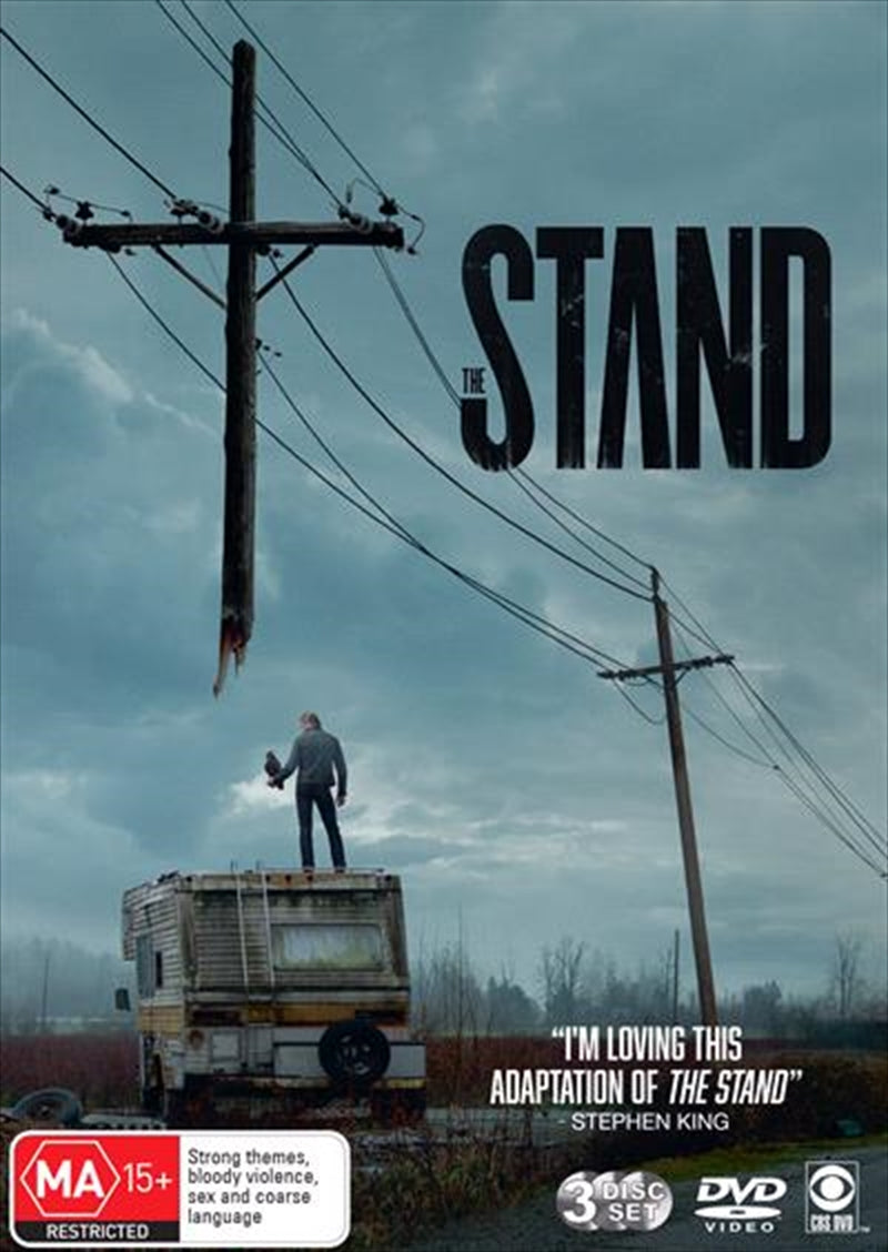 The Stand DVD cover featuring Whoopi Goldberg and Alexander Skarsgard, showcasing a dark and apocalyptic theme.