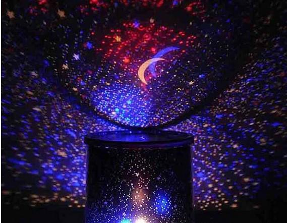 Colorful Star Projector Lamp with rotating LED lights and music feature, perfect for creating a magical ambiance in any room.