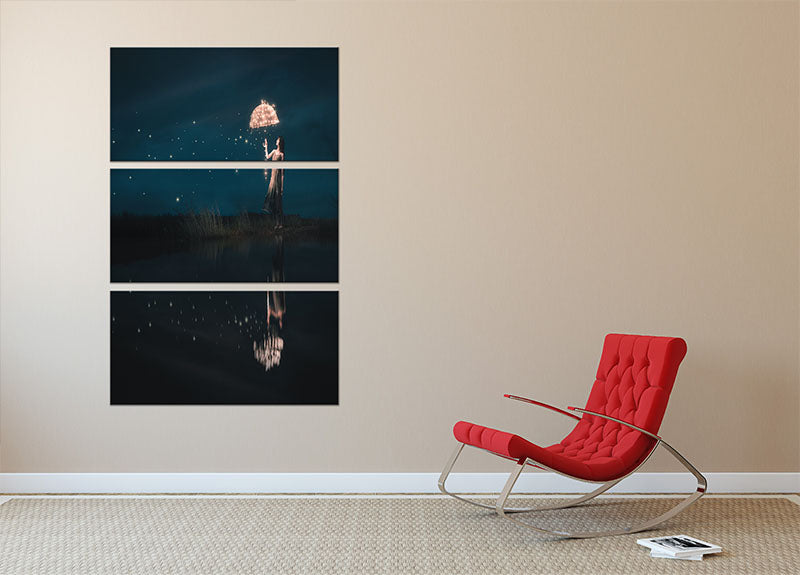 Starfall 3 Split Panel Canvas Print featuring three cohesive art panels with modern and abstract designs.