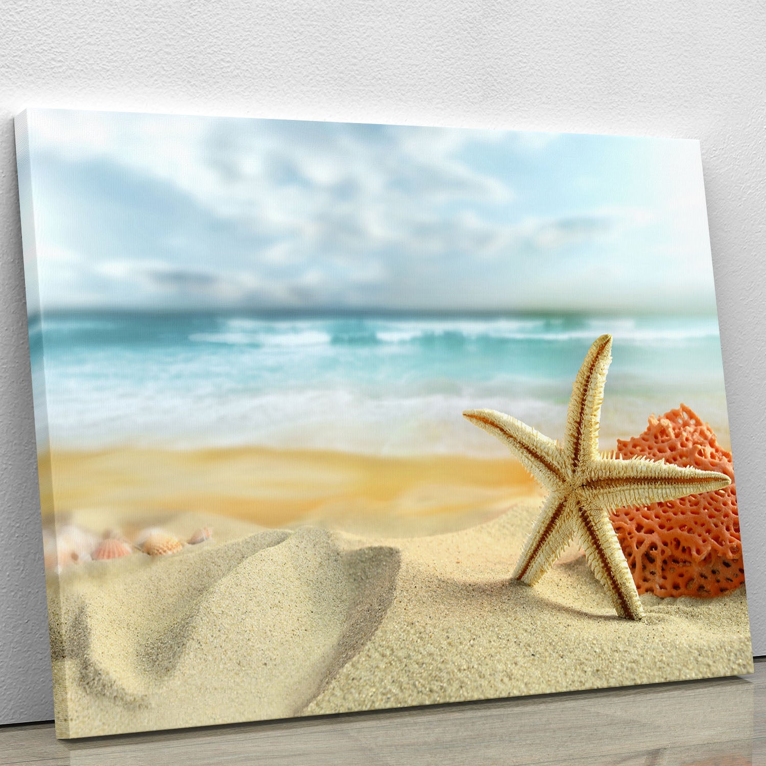 A vibrant starfish canvas print showcasing intricate details and colors, perfect for coastal-themed decor.