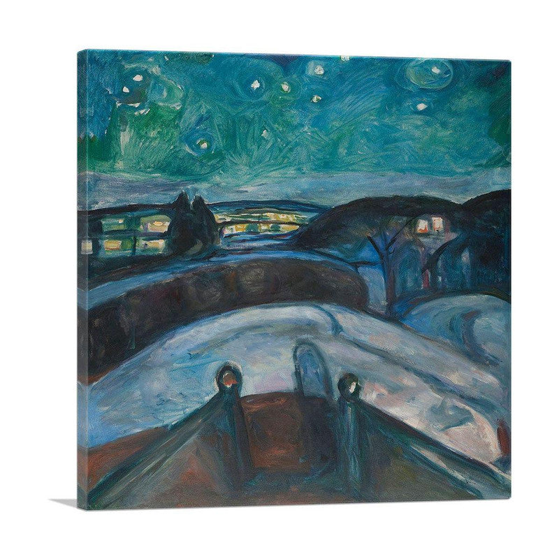 Starry Night 1922 canvas art featuring swirling blue and yellow patterns, capturing the essence of Van Gogh's masterpiece.