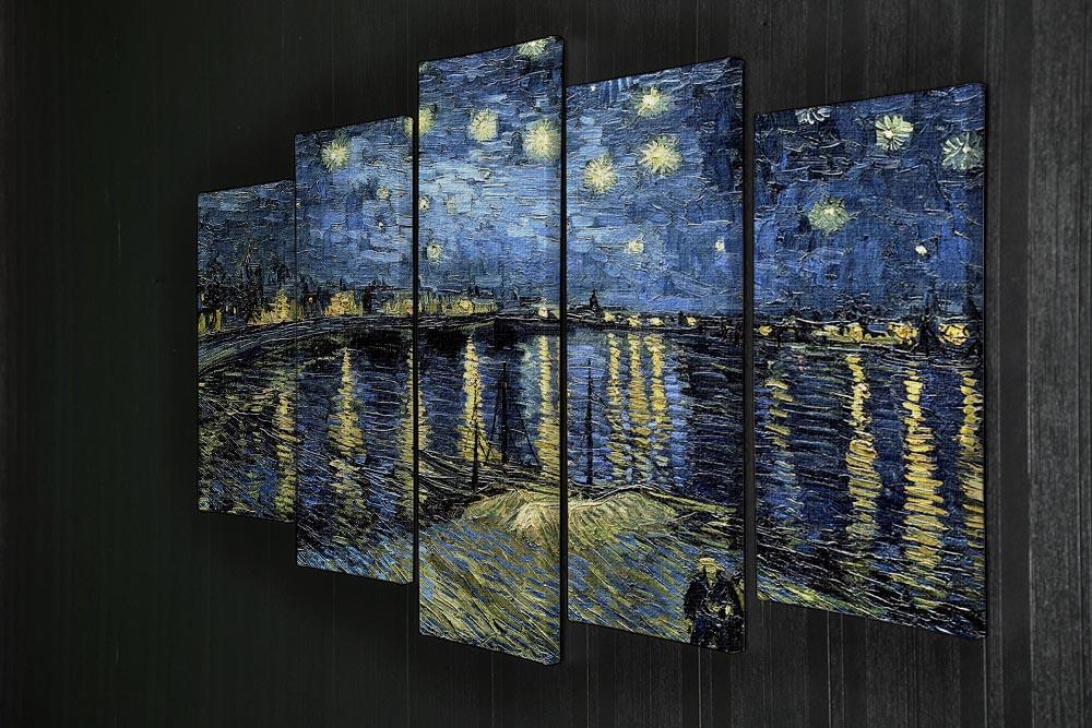 Starry Night over the Rhone artwork displayed on a 5-split canvas, showcasing vibrant colors and dynamic design.