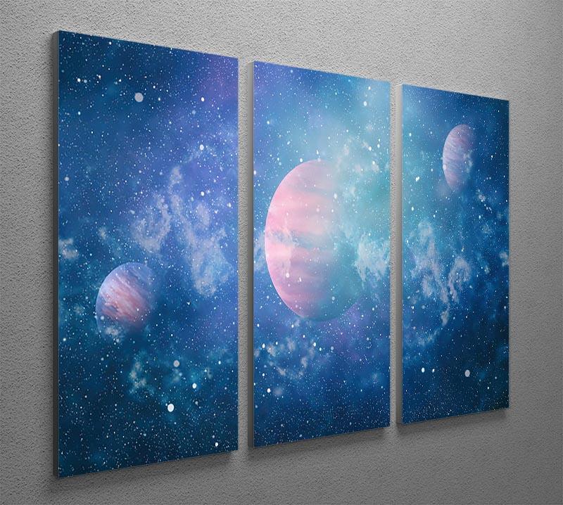 Stary Planet Space 3 Split Panel Canvas Print showcasing a captivating cosmic design across three panels.