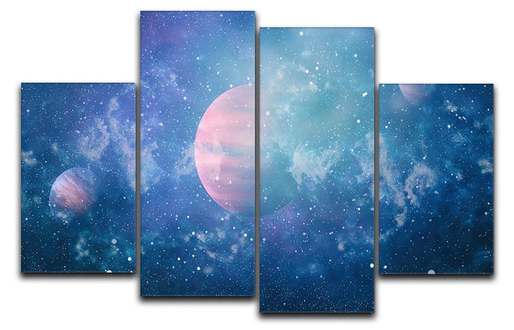 Stary Planet Space 4 Split Panel Canvas artwork featuring a cosmic design with stars and planets.