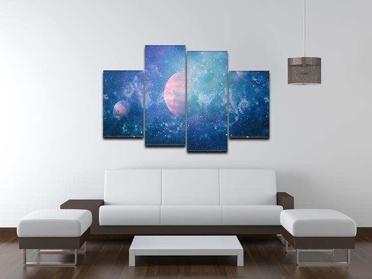 Stary Planet Space 4 Split Panel Canvas artwork featuring a cosmic design with stars and planets.