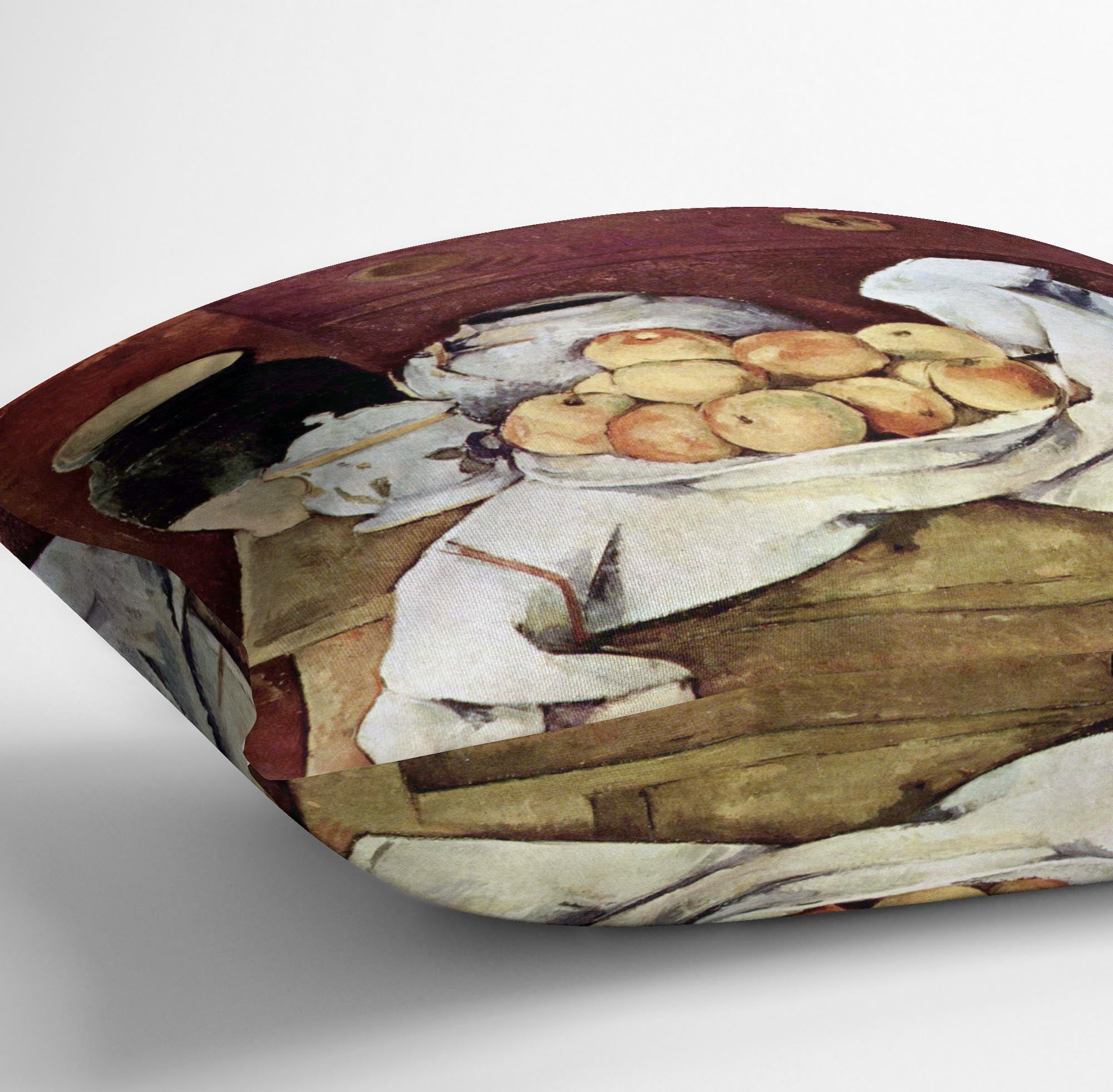 Still Life by Cezanne Cushion featuring vibrant abstract design on luxurious vegan faux suede.