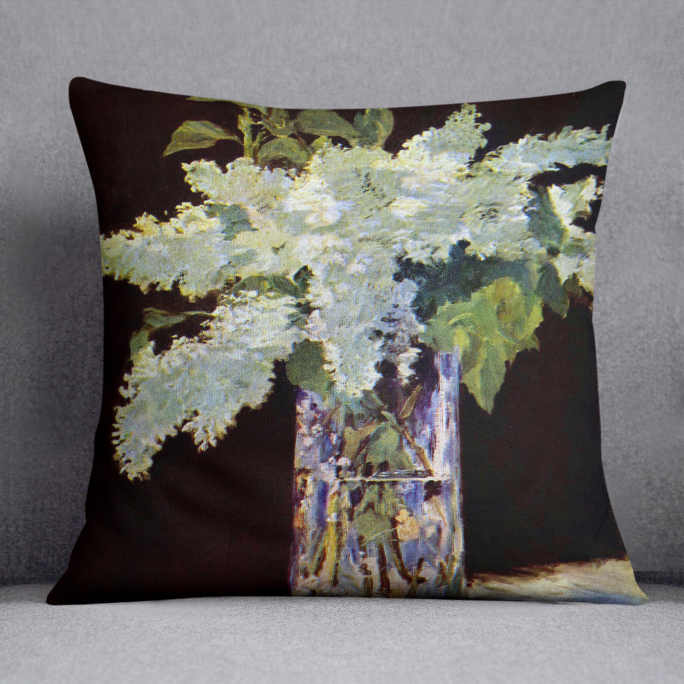 Still Life by Manet Cushion featuring vibrant abstract design on luxurious vegan faux suede fabric.