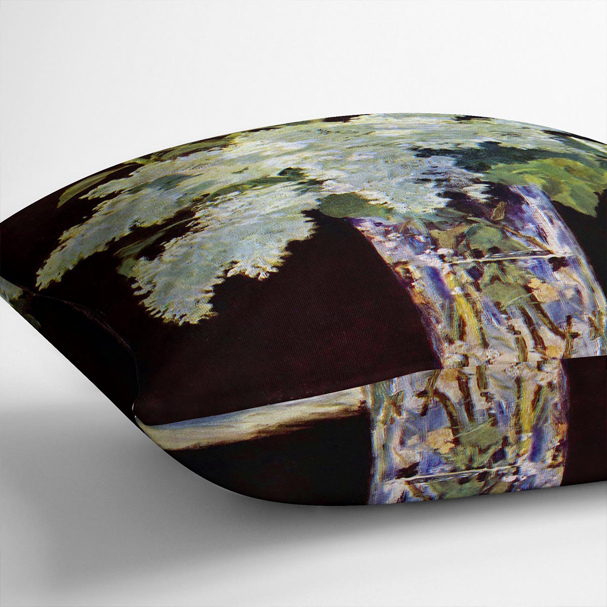 Still Life by Manet Cushion featuring vibrant abstract design on luxurious vegan faux suede fabric.