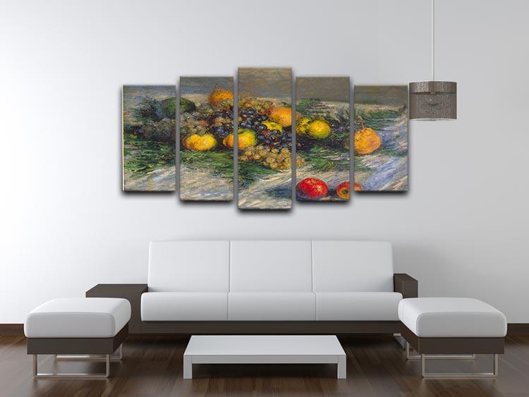 A stunning 5-split canvas artwork featuring Monet's still life, showcasing vibrant colors and intricate details across five panels.