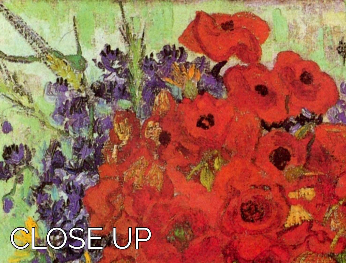 Three-panel canvas art featuring Van Gogh's Still Life Red Poppies and Daisies, showcasing vibrant colors and intricate details.