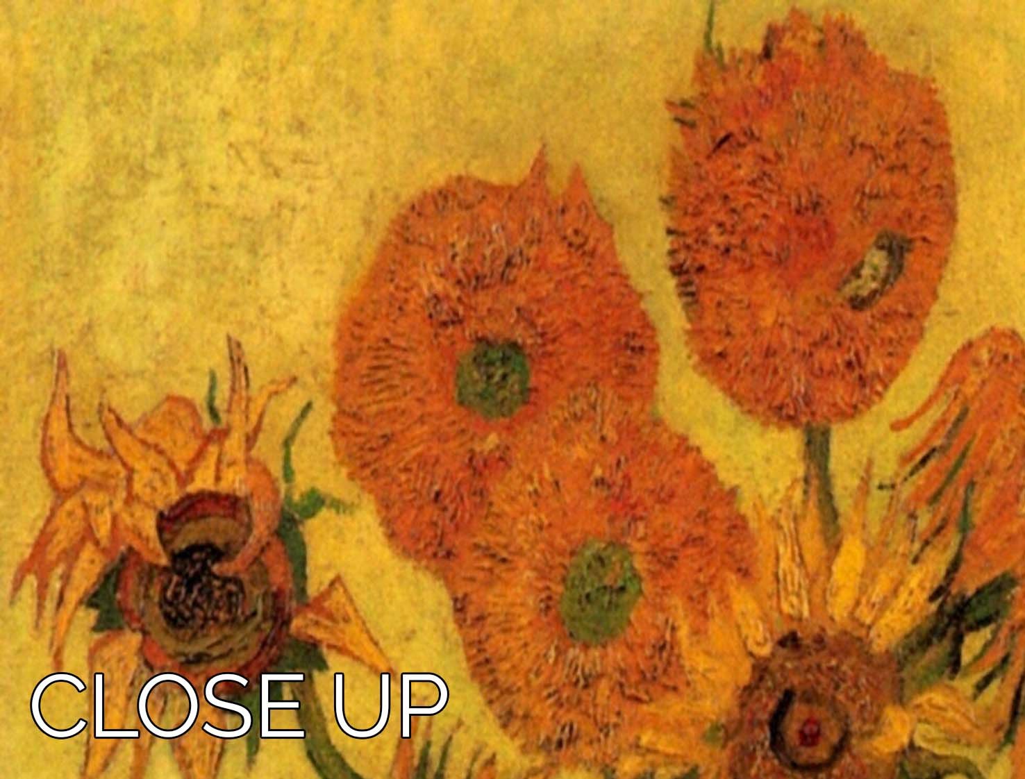Three-panel canvas art featuring Van Gogh's sunflowers in a vase, showcasing vibrant colors and intricate details.