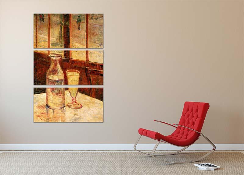 A beautiful 3-panel canvas print of Van Gogh's Still Life with Absinthe, showcasing vibrant colors and intricate details.