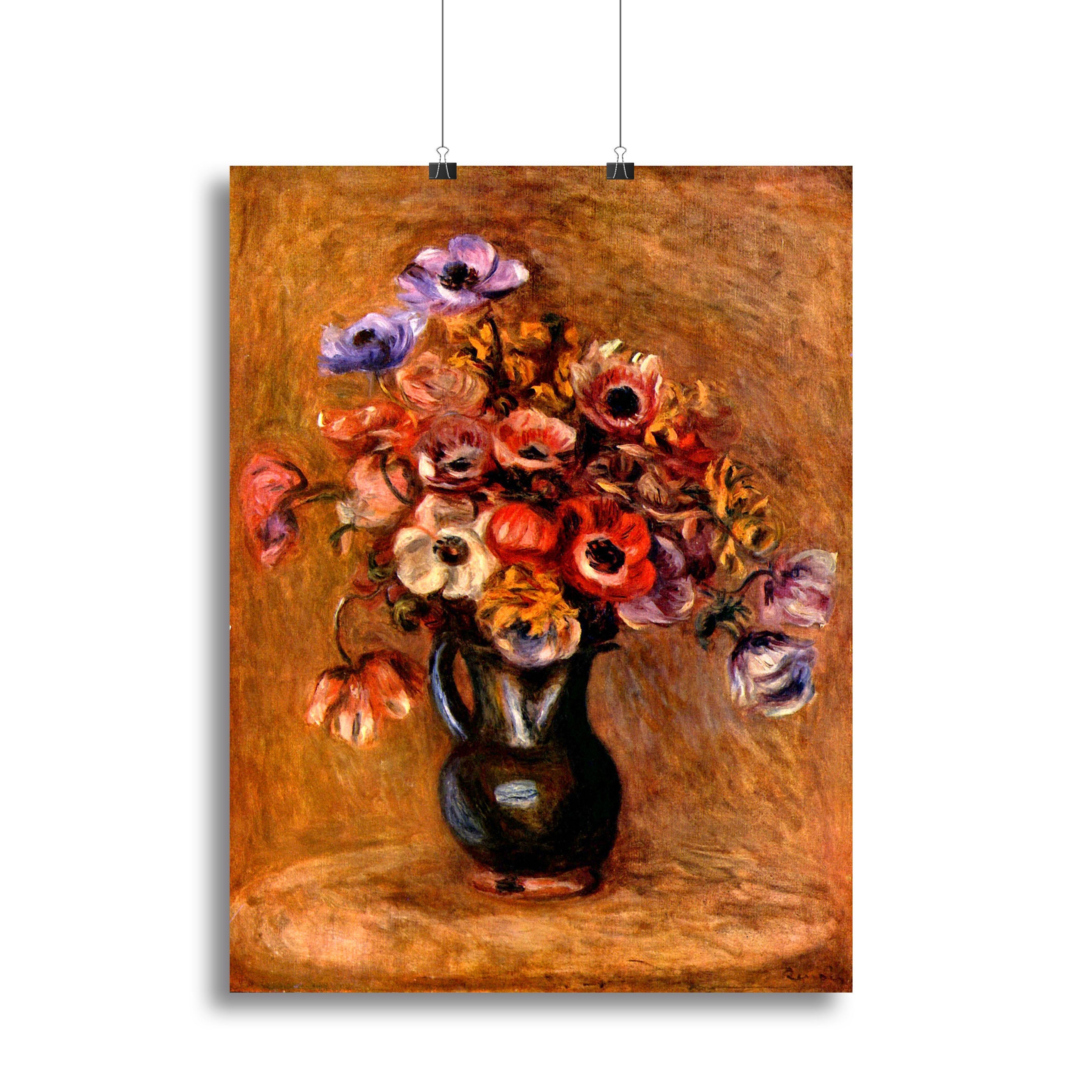 Still Life with Anemones by Renoir canvas print showcasing vibrant flowers in a beautiful arrangement.