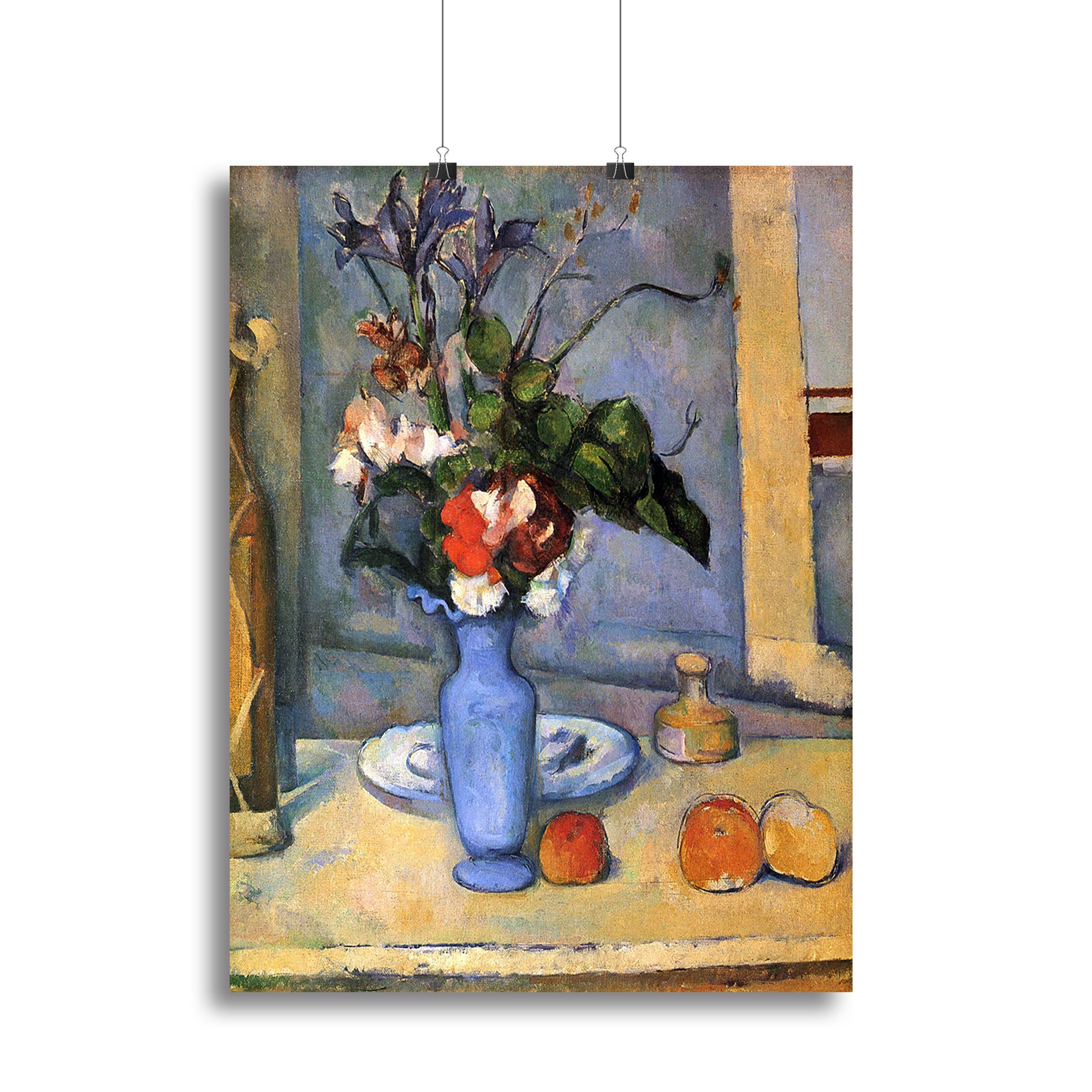 Canvas print of Cezanne's Still Life with Blue Vase featuring vibrant colors and intricate details.