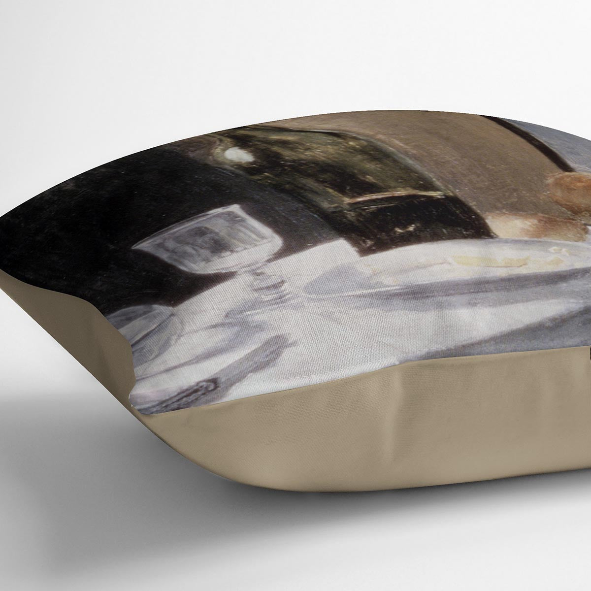 Still Life With Bottles by Monet Cushion featuring vibrant colors and luxurious vegan faux suede fabric.