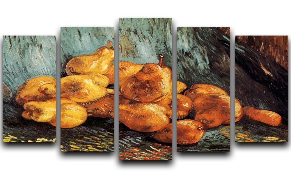 A beautiful 5-split panel canvas featuring Van Gogh's Still Life with Pears, showcasing vibrant colors and intricate details.