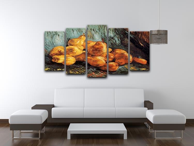 A beautiful 5-split panel canvas featuring Van Gogh's Still Life with Pears, showcasing vibrant colors and intricate details.