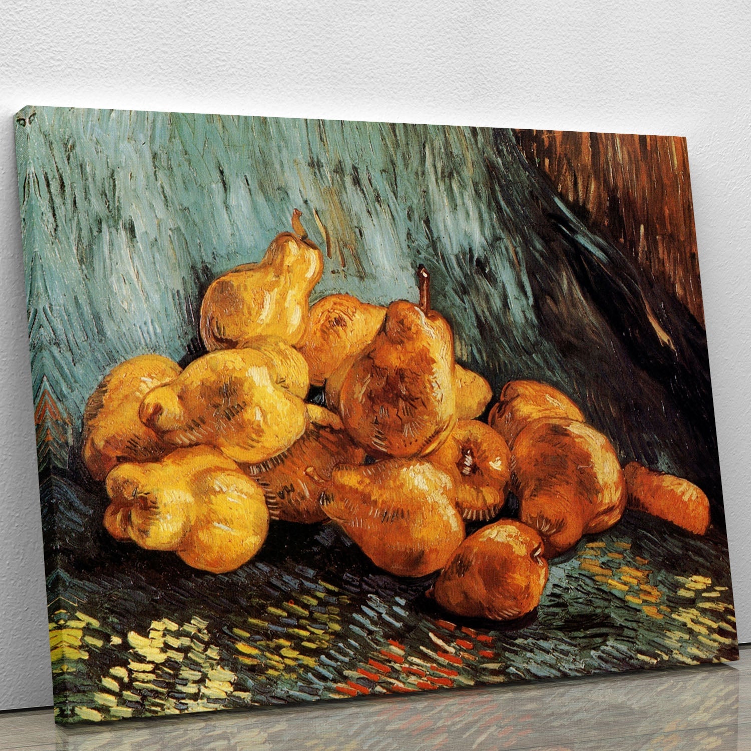 Still Life with Pears by Van Gogh canvas print showcasing vibrant colors and intricate details, perfect for home decor.