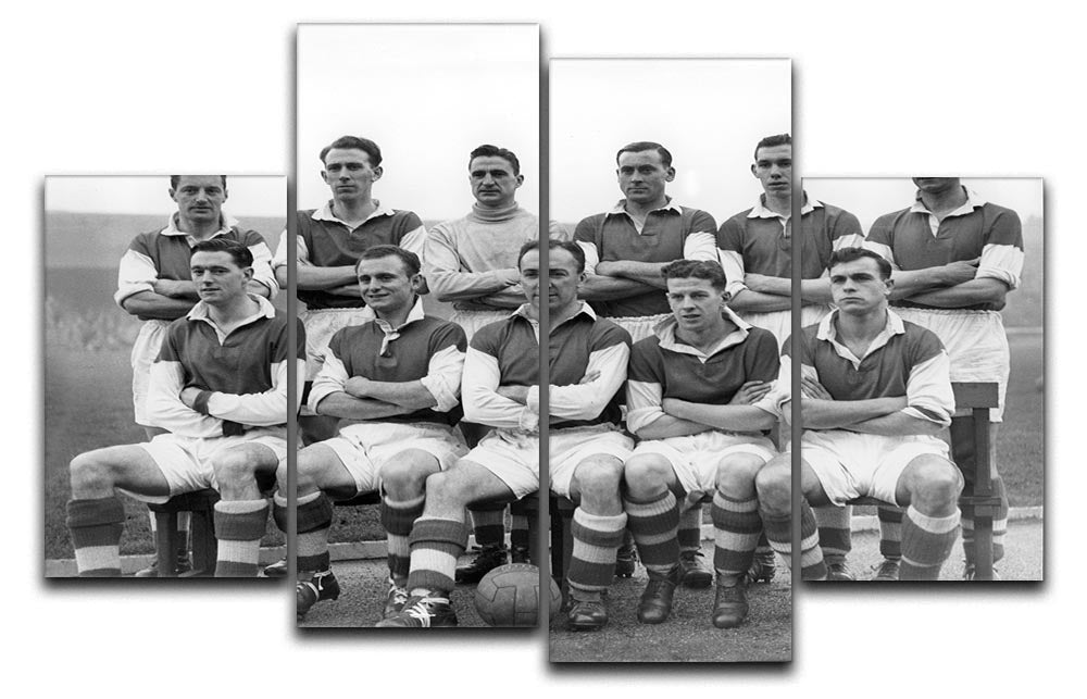 Stirling Albion Football Club 1954 team photo displayed on a 4 split panel canvas, showcasing vintage football memorabilia.