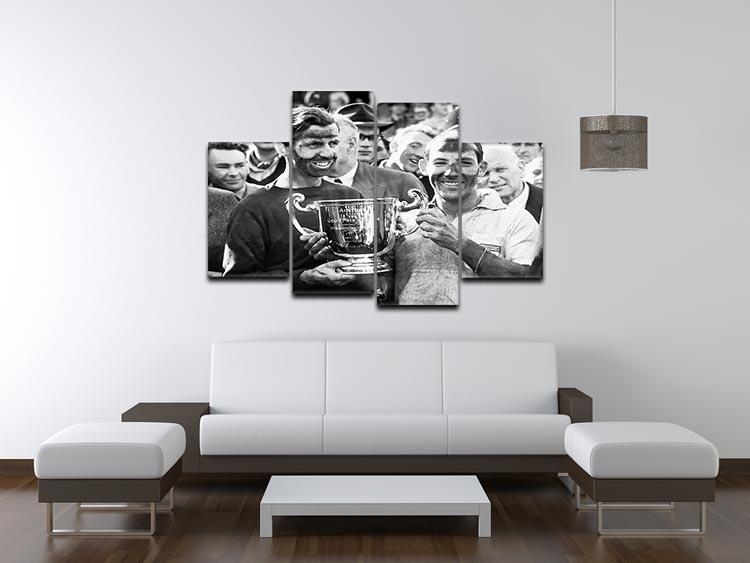 A 4-split canvas artwork featuring Stirling Moss and Tony Brooks in a dynamic racing scene, showcasing their legendary partnership.