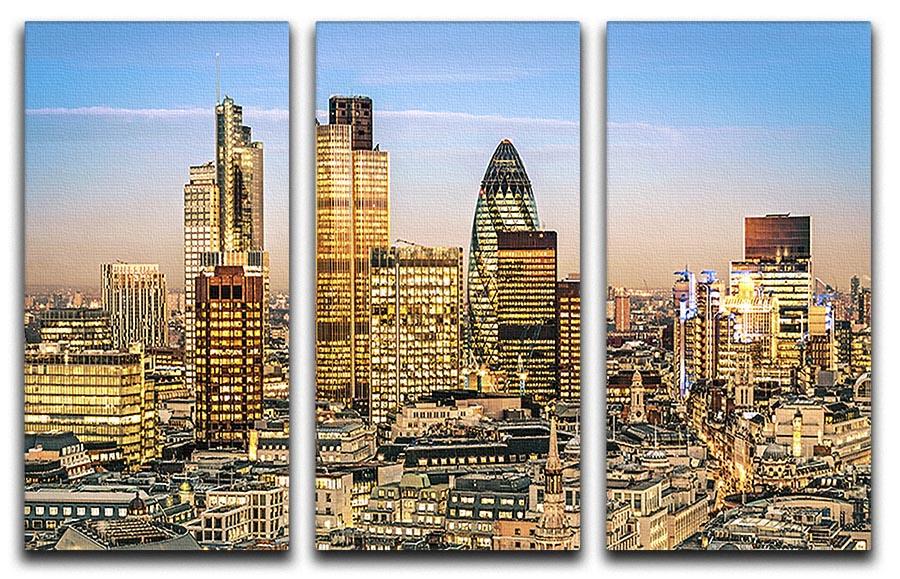 A stunning 3-panel canvas print featuring the Stock Exchange Tower and Lloyds of London, showcasing intricate architectural details.