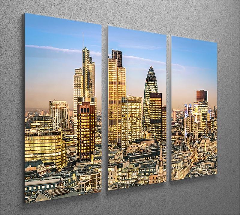 A stunning 3-panel canvas print featuring the Stock Exchange Tower and Lloyds of London, showcasing intricate architectural details.