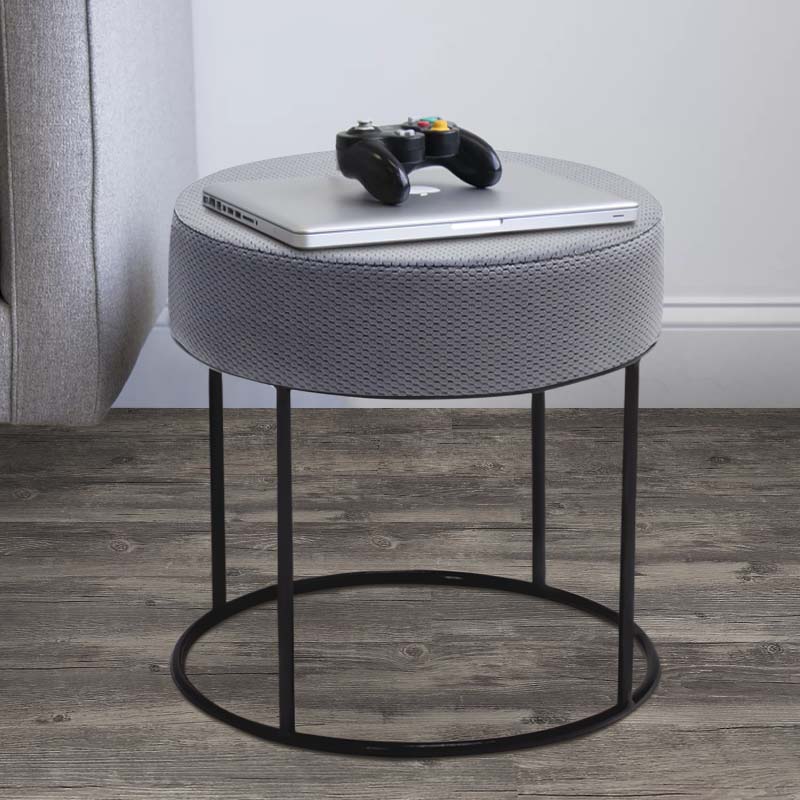 Stool BAYER Grey with fabric upholstery and metal frame, dimensions 40x40x40 cm, ideal for home and professional use.