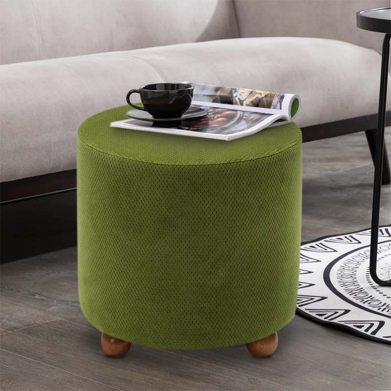 Stylish green Stool HAMBURG with natural beech wood legs, perfect for home or office use.