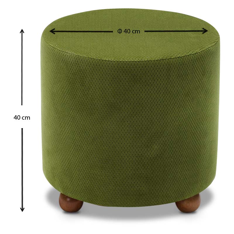 Stylish green Stool HAMBURG with natural beech wood legs, perfect for home or office use.