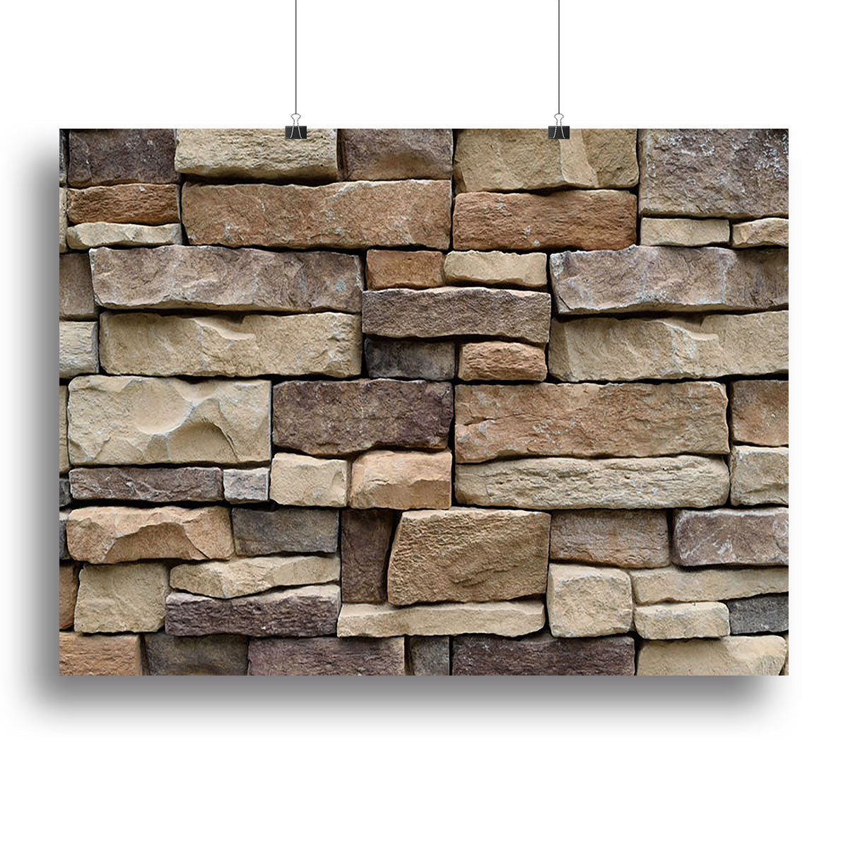 A beautiful canvas print featuring a realistic stone wall texture, perfect for home or office decor.
