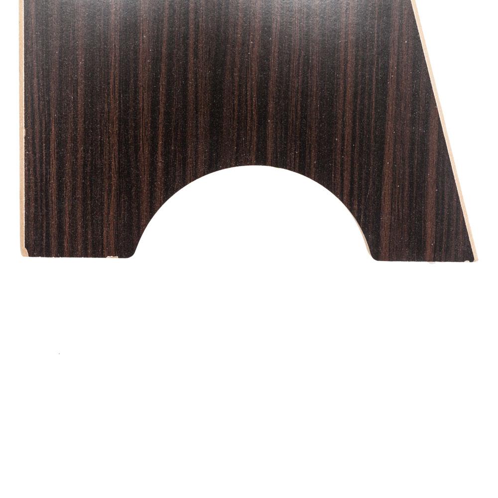 Dark brown MDF storage rack with white fabric cover, designed for books and magazines, featuring multiple layers for organization.