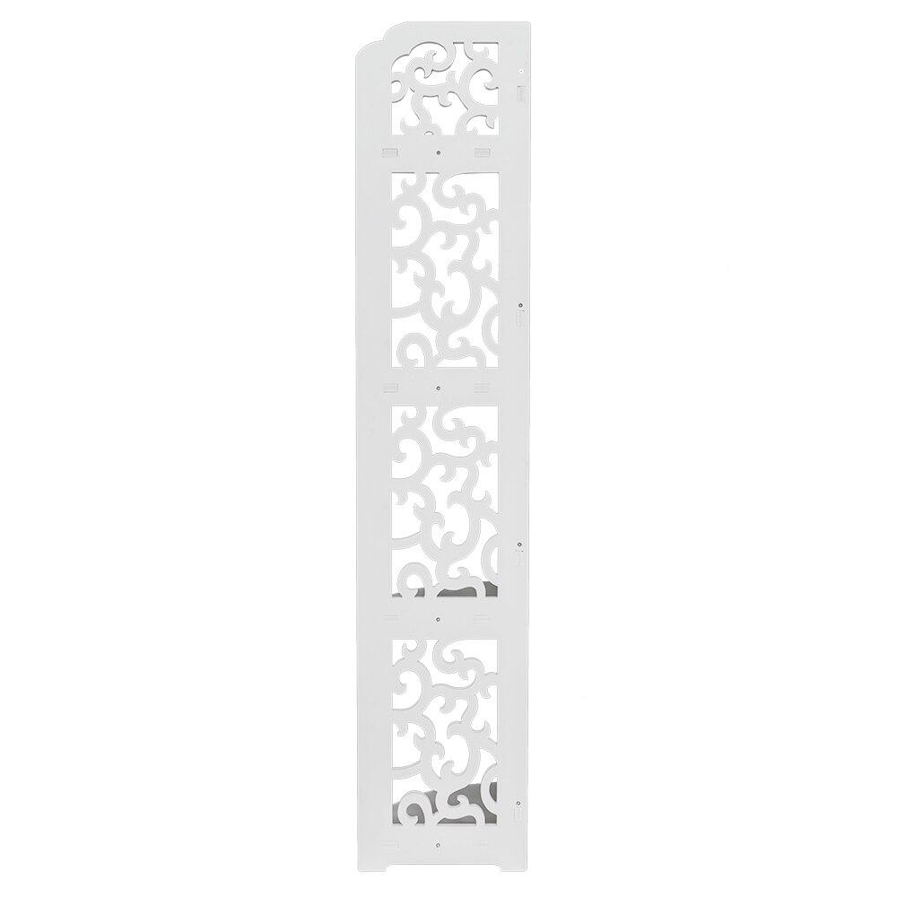 Stylish white storage shelf with Daqing carving design, featuring four layers for bathroom organization.