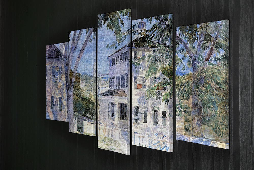 Street in Portsmouth by Hassam 5 Split Panel Canvas artwork showcasing vibrant urban scenery across five panels.