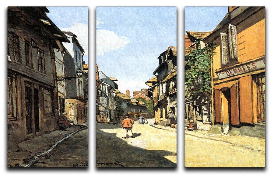 A stunning split panel canvas print featuring Monet's Street of Bavolle, showcasing vibrant colors and intricate details.